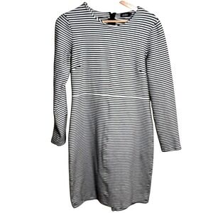 Kate Spade Saturday Black White Stripe Long Sleeve Shift Dress Women's 6